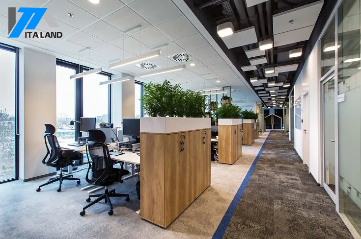 Mẫu thiết kế hành lang văn phòng đẹp 2023