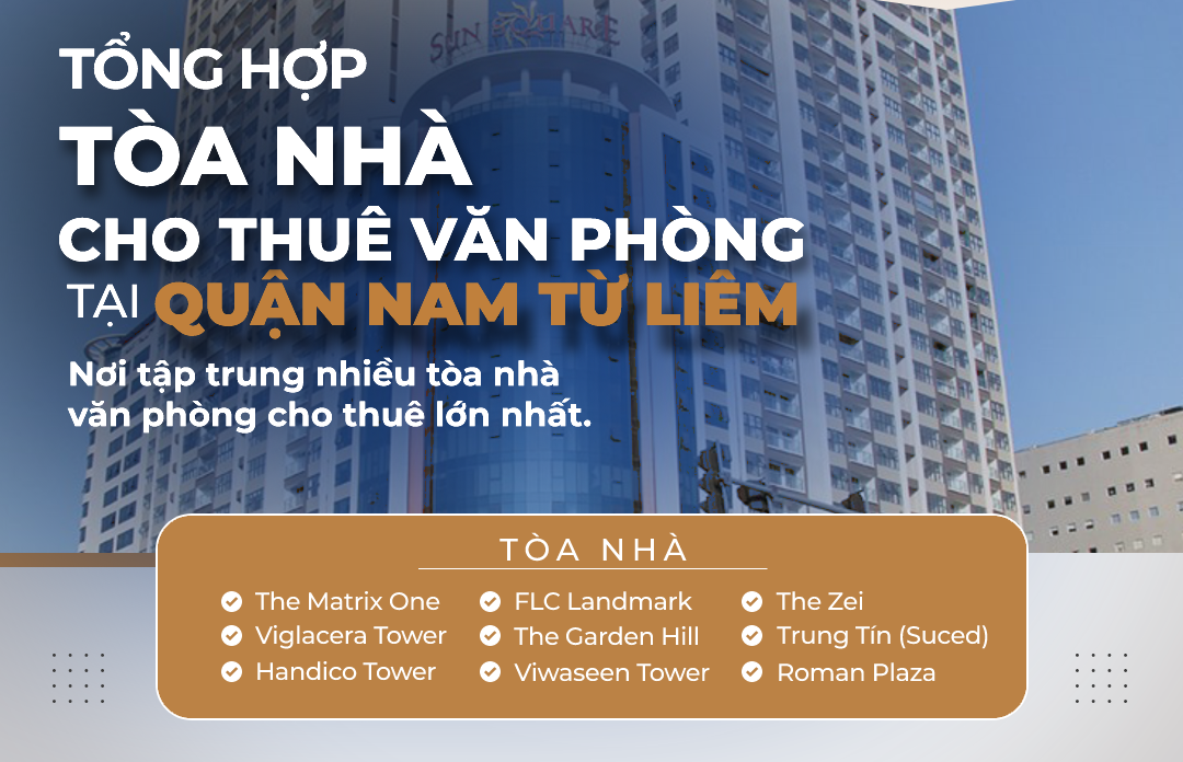 Tổng hợp các tòa nhà cho thuê văn phòng tại Quận Nam Từ Liêm