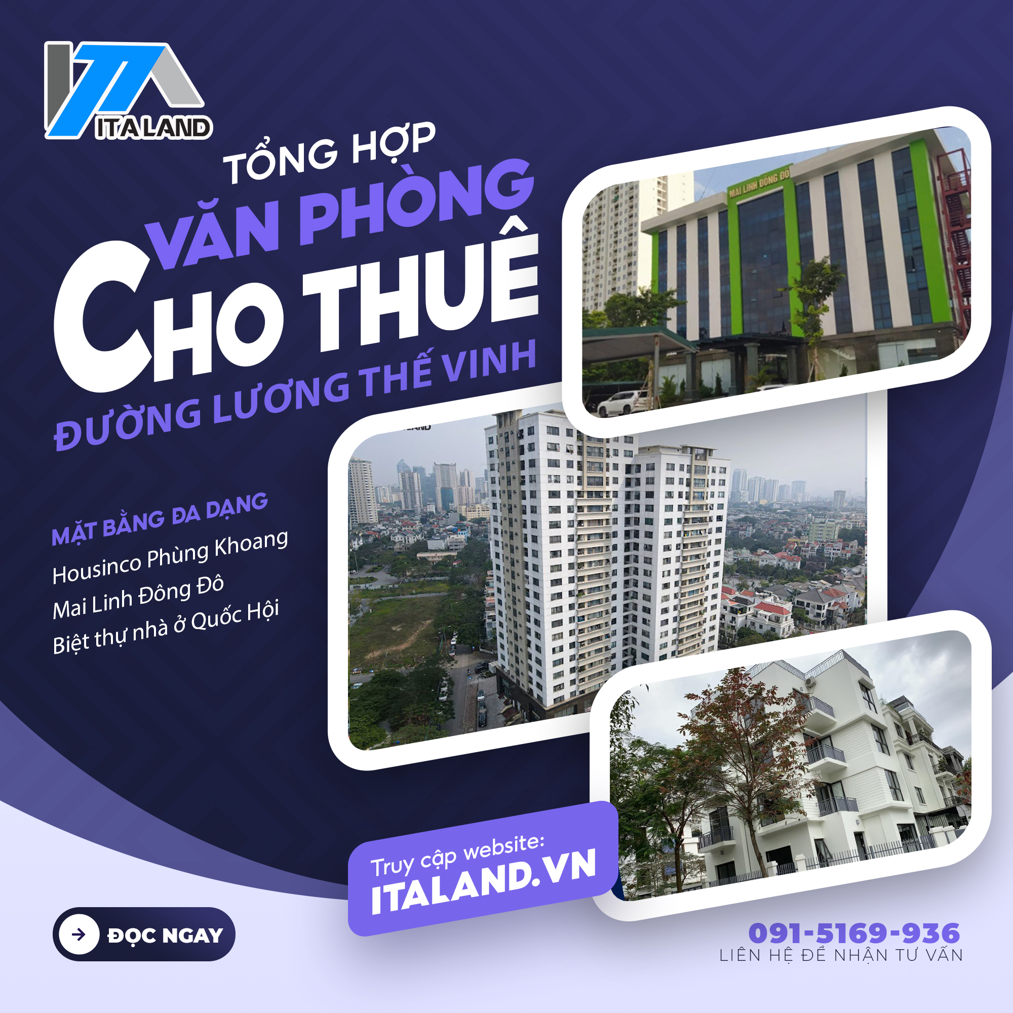 Tổng hợp mặt bằng cho thuê văn phòng tại đường Lương Thế Vinh, Nam Từ Liêm