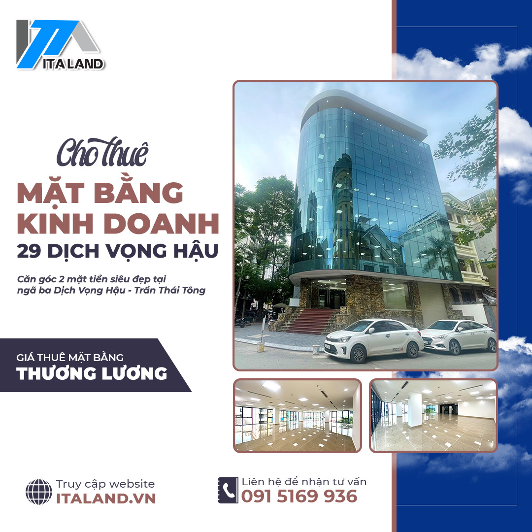 Cho thuê mặt bằng 29 Dịch Vọng Hậu - Căn góc siêu đẹp