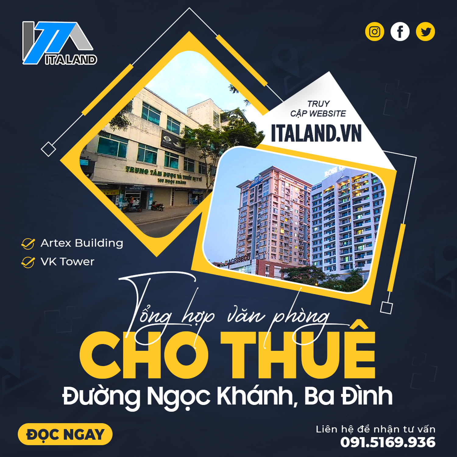 Tổng hợp mặt bằng cho thuê văn phòng tại đường Ngọc Khánh, Ba Đình