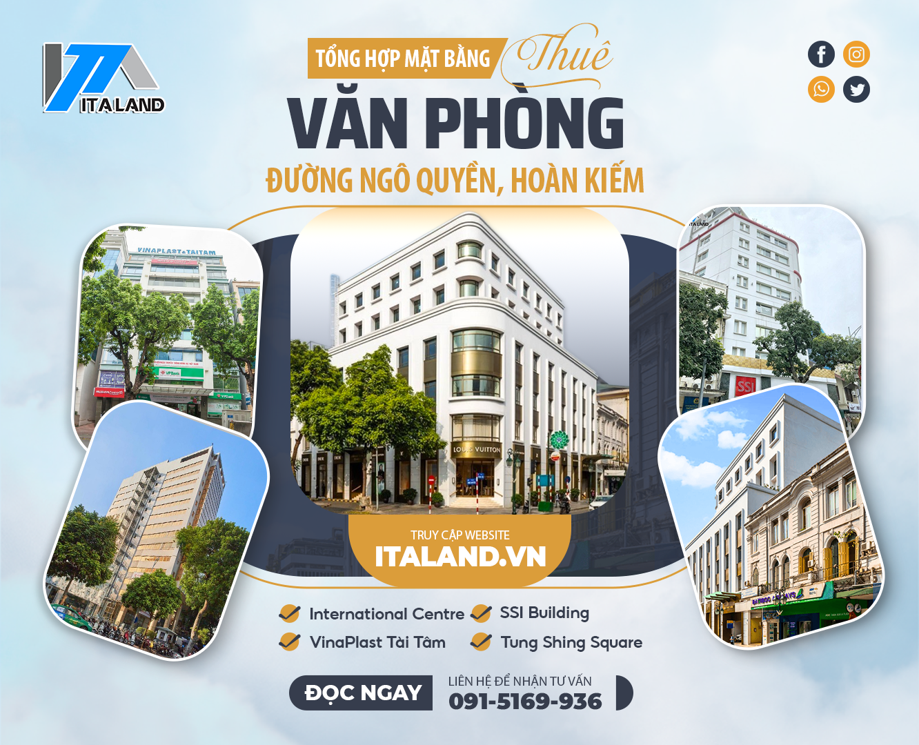 Tổng hợp mặt bằng cho thuê văn phòng tại đường Ngô Quyền, Hoàn Kiếm