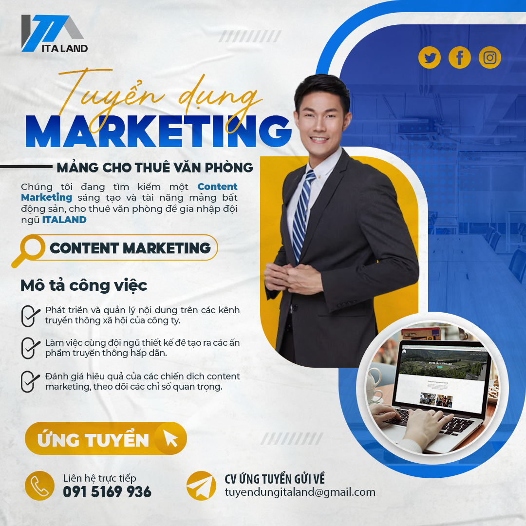 TUYỂN DỤNG NHÂN VIÊN CONTENT MARKETING MẢNG CHO THUÊ VĂN PHÒNG