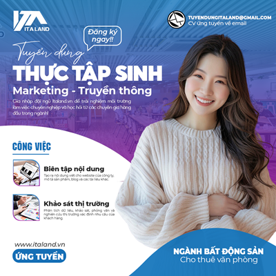 TUYỂN DỤNG THỰC TẬP SINH NGÀNH BẤT ĐỘNG SẢN CHO THUÊ VĂN PHÒNG
