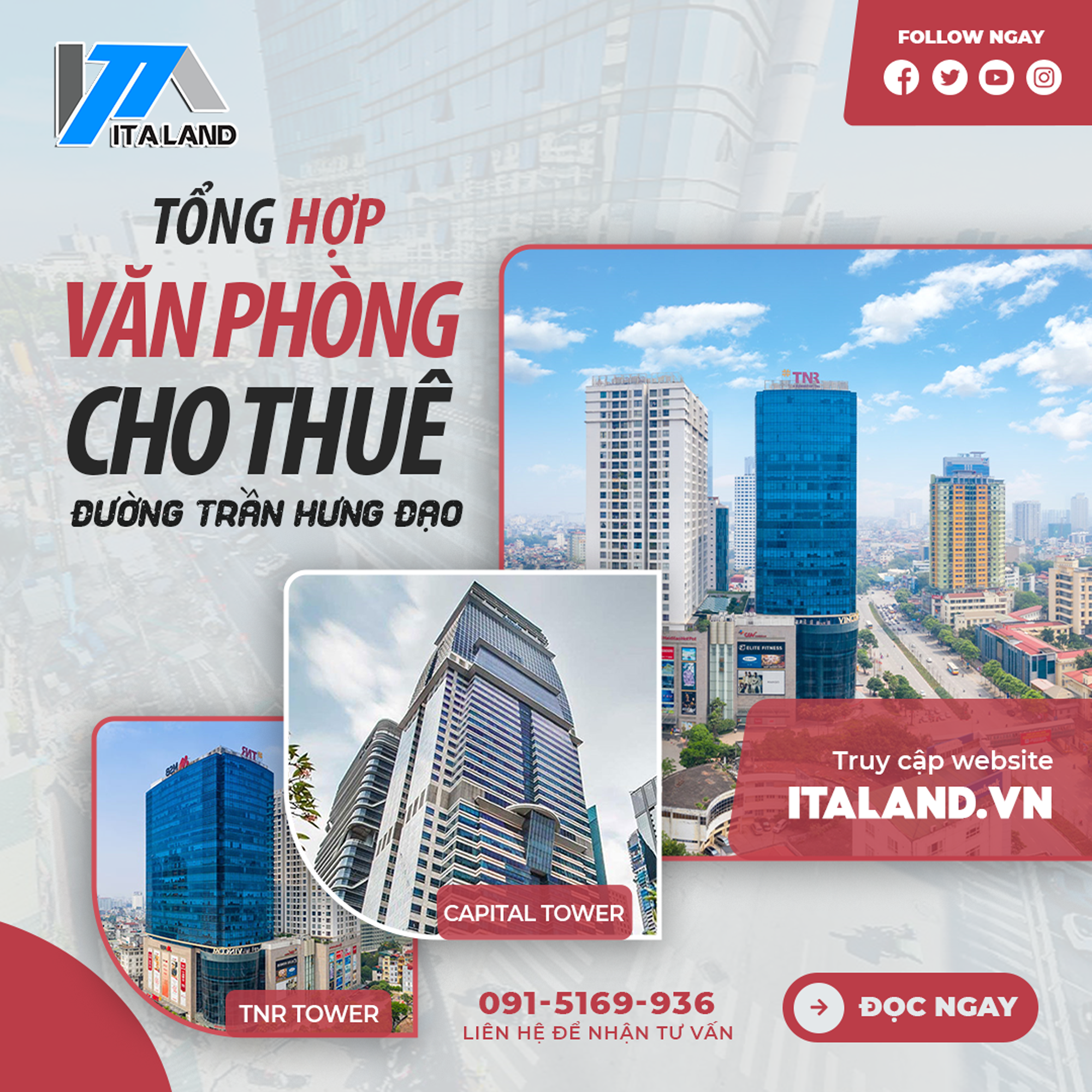 Tổng hợp mặt bằng cho thuê văn phòng tại đường Trần Hưng Đạo, Hoàn Kiếm