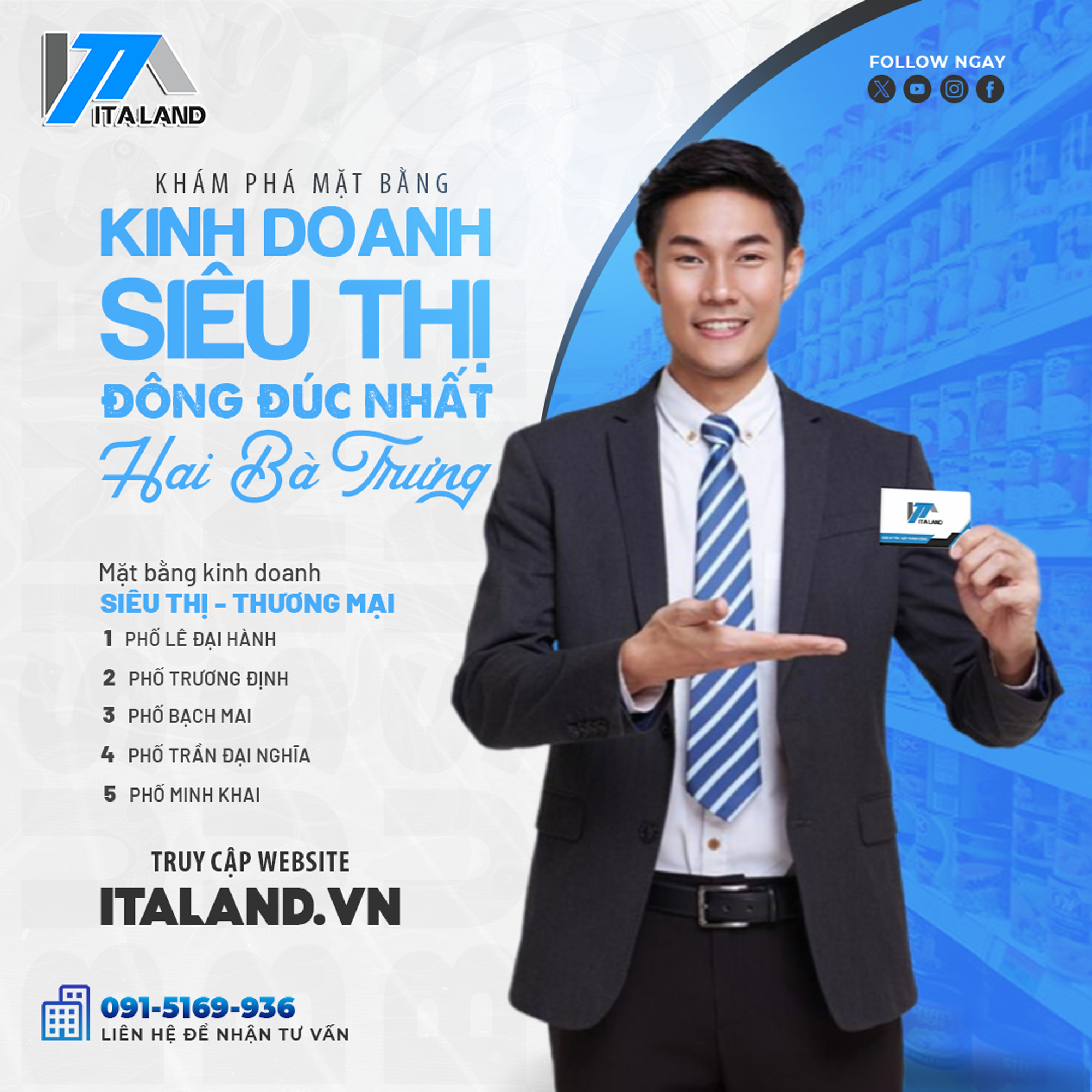 Mặt bằng siêu thị tại khu vực đông đúc của Hai Bà Trưng