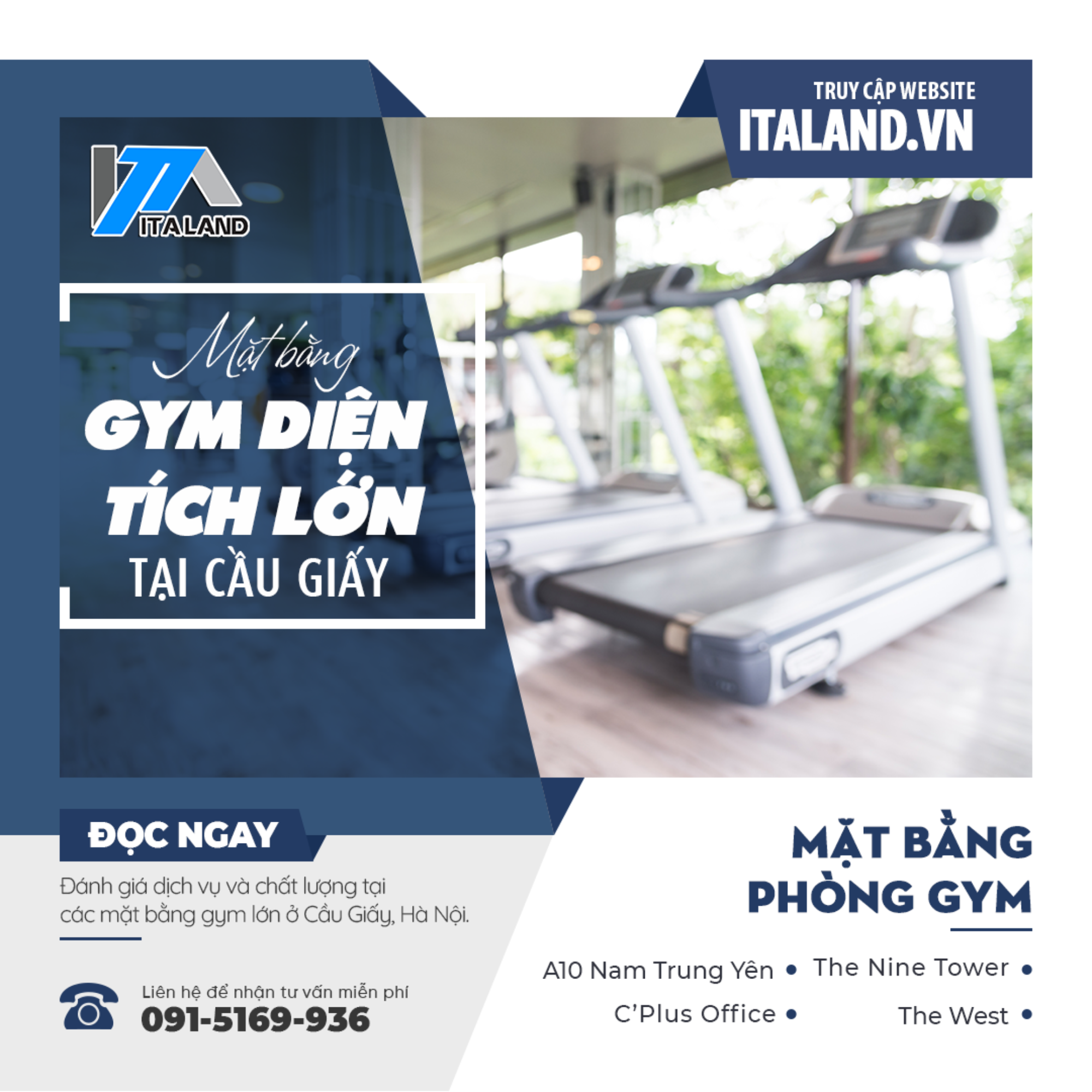 Mặt bằng gym với diện tích lớn tại Cầu Giấy