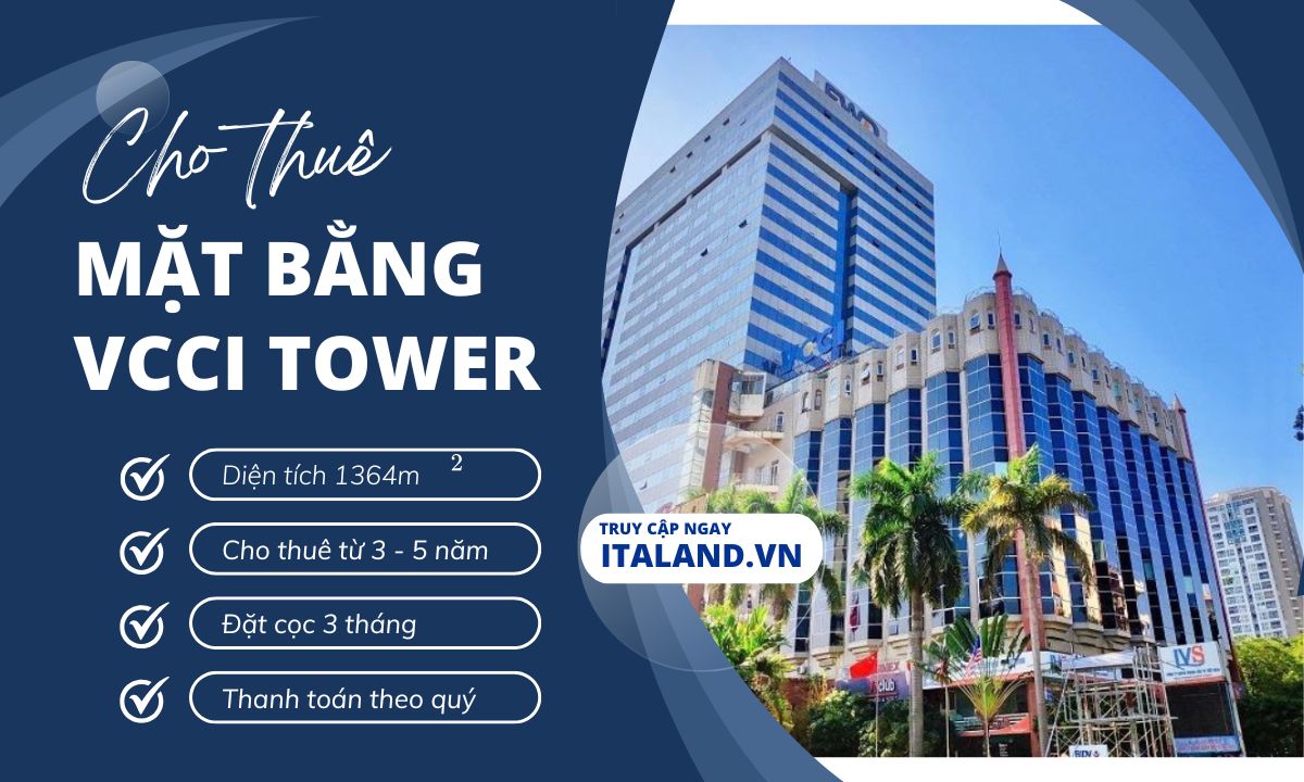 Cho thuê mặt bằng 1364m2 tại tòa VCCI Đào Duy Anh