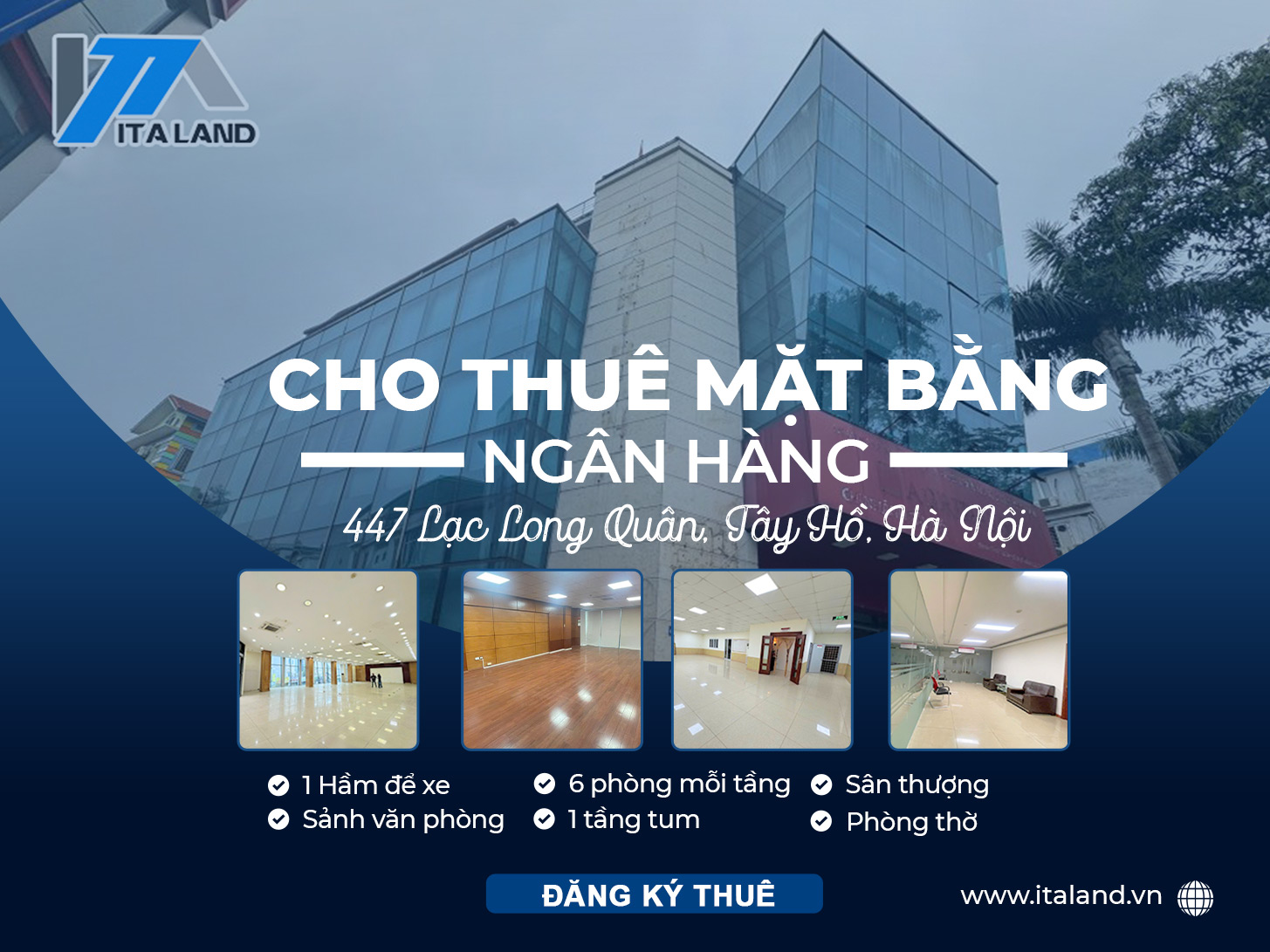 Cho thuê mặt bằng ngân hàng tại 447 Lạc Long Quân vị trí đắc địa, dễ giao dịch