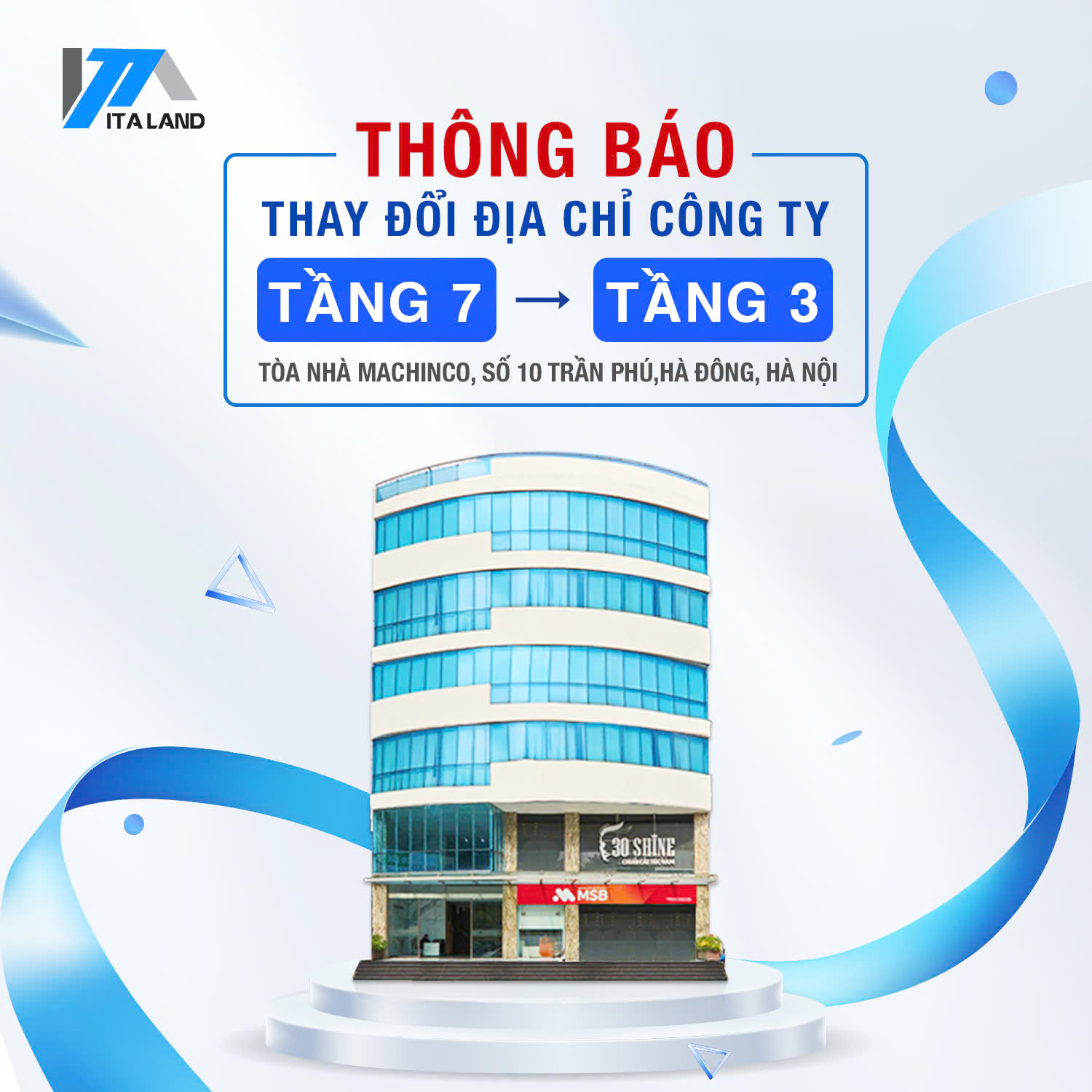 THÔNG BÁO THAY ĐỔI ĐỊA CHỈ VĂN PHÒNG CÔNG TY ITALAND