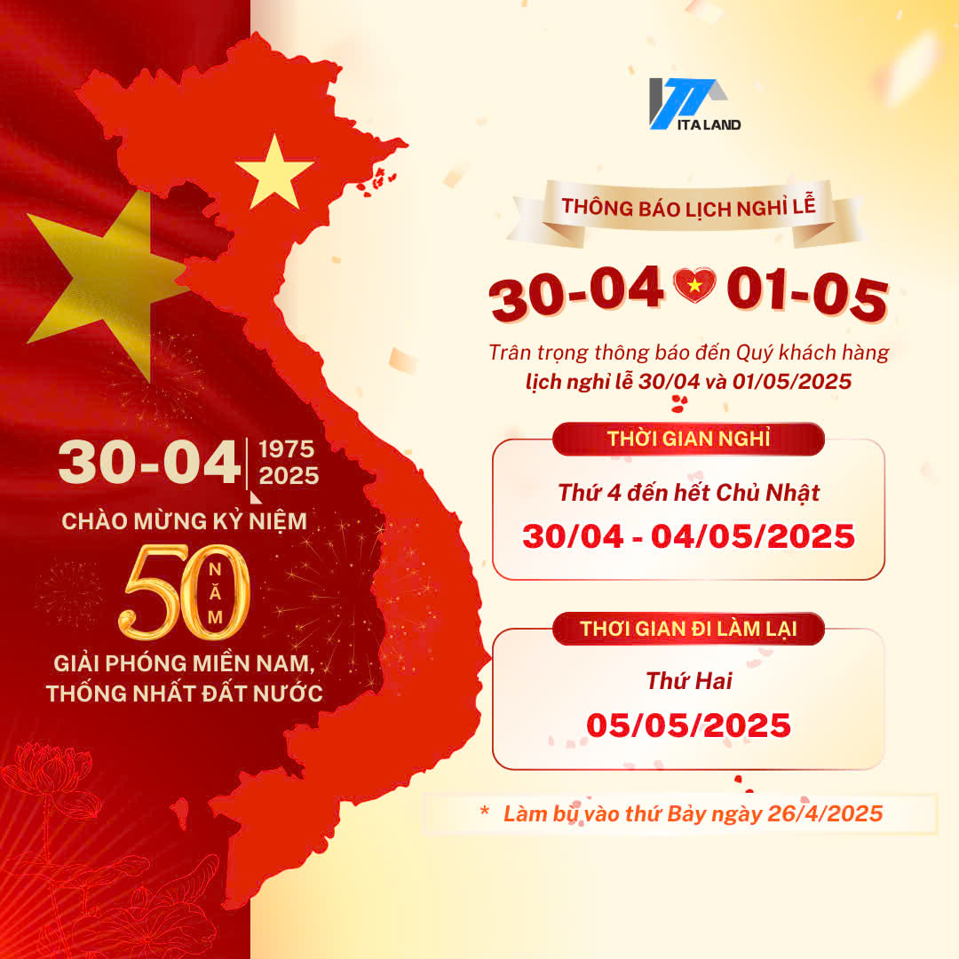 Thông Báo Nghỉ Lễ Giải Phóng Miền Nam 30/4 và Quốc Tế Lao Động 1/5