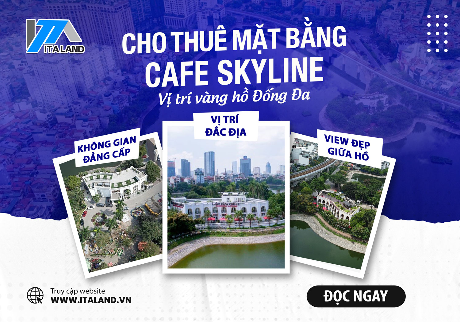 Cho thuê mặt bằng Cafe Skyline vị trí vàng hồ Đống Đa