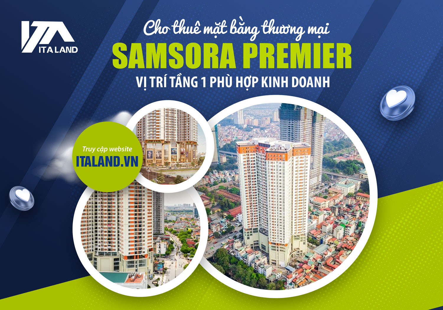 Cho thuê mặt bằng thương mại tầng 1 tòa nhà Samsora Hà Đông giá tốt