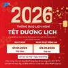 THÔNG BÁO NGHỈ TẾT DƯƠNG LỊCH 2026