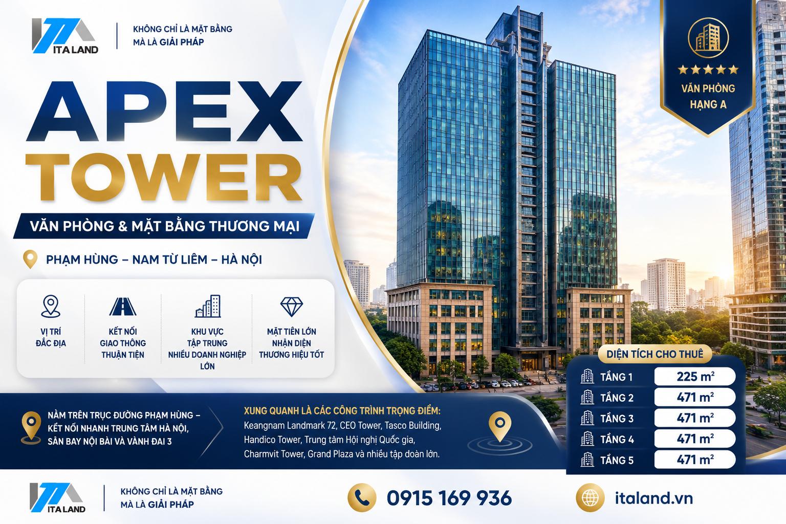 Apex Tower – Tòa Văn Phòng Sở Hữu Vị Trí "Vàng" Trên Trục Phạm Hùng, Lựa Chọn Hàng Đầu Cho Doanh Nghiệp