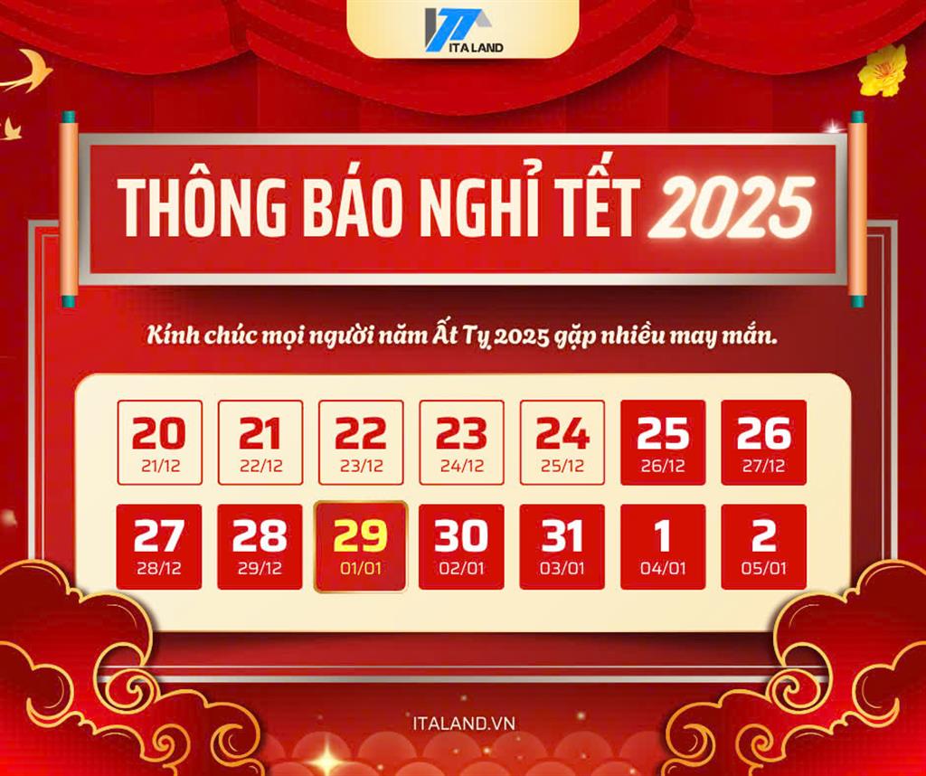 Italand thông báo nghỉ tết âm lịch 2025