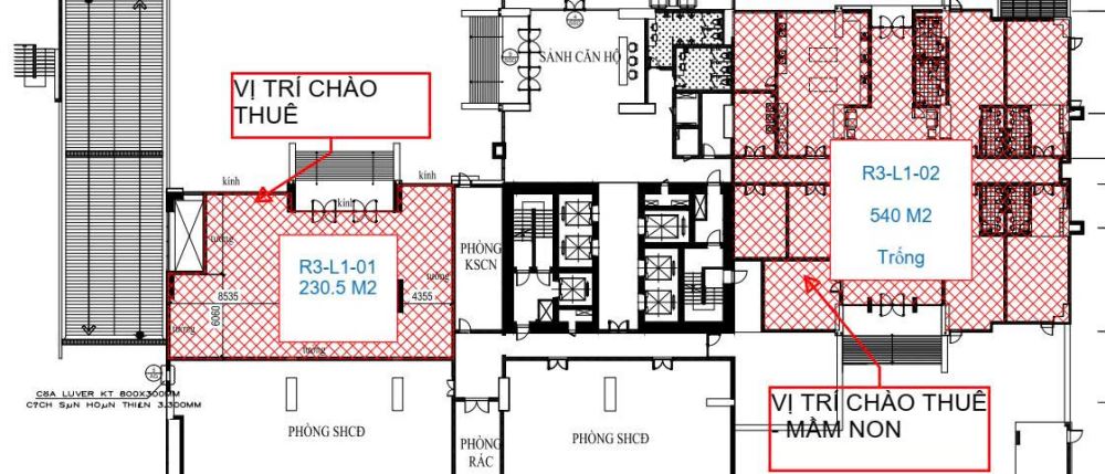 Cho thuê mặt bằng mầm non 540m2 tại Goldmark City